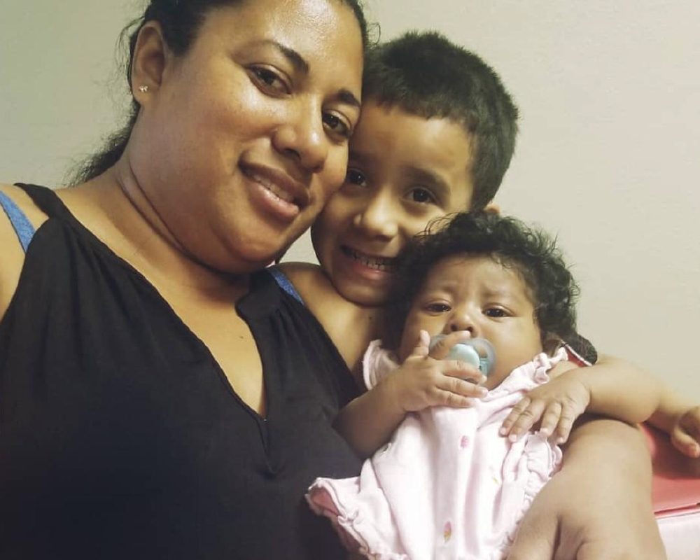 Homeless family of three